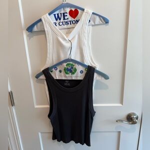 Aerie Black/Gray and White Tank Tops